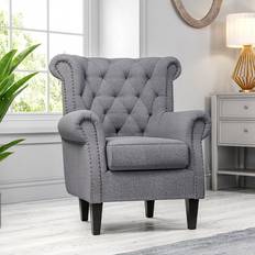 LivingAndHome Thick-padded Linen Armchair