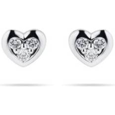 Goldsmiths 9ct White Diamond Set Heart Stud Earrings