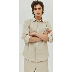 H&M Shirts H&M Men White Regular Fit Linen-blend shirt