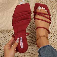 Shein Strap Sandals New Summer Fashion Square-Toe Flat Sandals