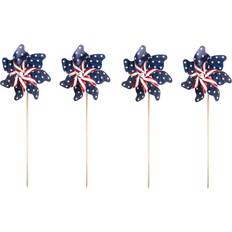 GlitzHome 43.25" H Set of 4 Patriotic, Windmills