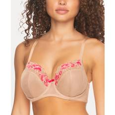 Paramour Women's Fleurs 4-Section Cup Unlined Embroidered Underwire Bra, 115166 Warm Neutral Rouge