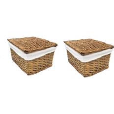 Topfurnishing PINE, Set of 2 Medium Lidded Wicker Hamper Basket Lining