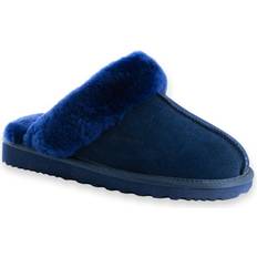 AUS WOOLI AUSTRALIA Aus Wooli Womens Ladies Australia Sheepskin Wool Sydney Slippers Navy Blue, Leather