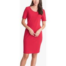 Gina Bacconi Reid Embellished Sleeve Stretch Crepe Dress, Red