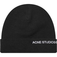 Acne Studios Black Embroidered Logo Beanie 900 Black UNI