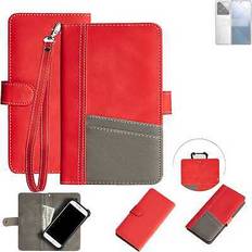 K-S-Trade Walletcase handytasche für xiaomi 14 rot, grau schutz hülle book flip magnet e