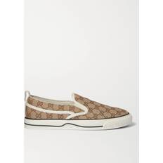 Gucci Tennis 1977 Monogrammed Canvas Slip-On Sneakers Men Neutrals