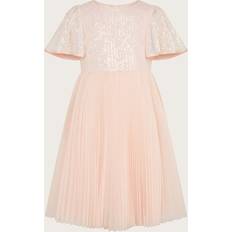 Monsoon Kids' Florence Sequin Pleated Occasion Dress, Pink