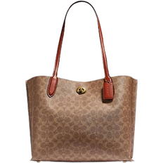 Laptop/Tablet Compartment Totes & Shopping Bags Coach Willow Tote Featuring Signature Canvas - Brass/Tan/Rust
