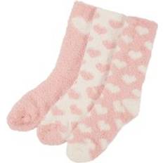 OHS Fluffy Pack Bed Socks Winter Fleece Heart Slipper Pink