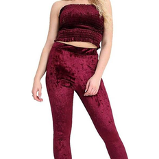 Red Jumpsuits & Overalls Kansoon Women Sexy Crushed Velvet Velour Set - Wine