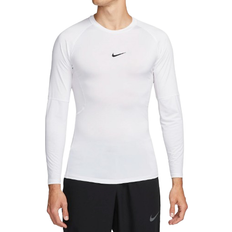 Nike Men's Pro Dri Fit Tight Long Sleeve Fitness Top - White/Black