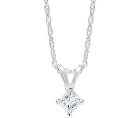 Macy's Princess Cut Pendant Necklace - White Gold/Diamond