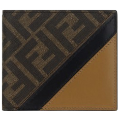 Fendi Fabric and Leather Bifold Wallet - Brown