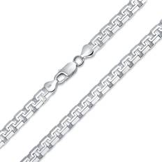 Bling Jewelry Heavy Solid Franco Square Chain Necklace For Men Greek Key .025 Gauge For Men 925 Silver Made Italy In