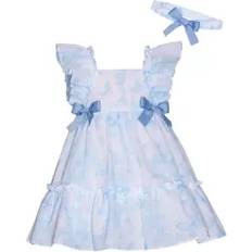 Bonnie Jean Baby Girls Flutter Sleeve Printed Dress With Headband, Blue, Months