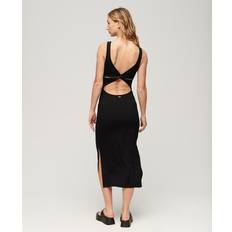 Superdry Women - XS Clothing Superdry Jersey Twist Back Midi Dress Black, Black, 16, Women