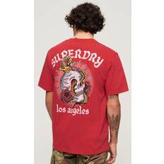 Superdry Men T-shirts Superdry Skull Tattoo Graphic Backhit Loose Fit T-shirt Red, Red, L, Men