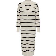 Stripes - V-Neck Dresses Only Tessa Knitted Dress - Grey/Pumice Stone