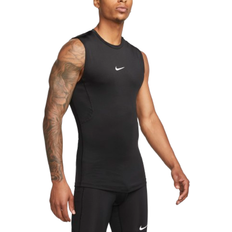 Black - Men Tank Tops Nike Pro Dri-FIT Sleeveless Top Men - Black/White