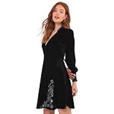 Joe Browns Damen Boutique Star Embellished Wrap Velvet Mini Dress Kleid für besondere Anlässe, Black