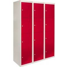 MonsterShop Lockers Flatpack Red Storage Cabinet 45x180cm 3pcs