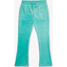 Juicy Couture Girls Turquoise Kids Diamante-embellished Flared-leg Stretch-velour Jogging Bottoms 7-16 Years 14-15 Years