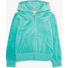 Juicy Couture Girls Turquoise Kids Diamante-embellished Zip-up stretch-velour Hoody 7-16 Years 14-15 Years