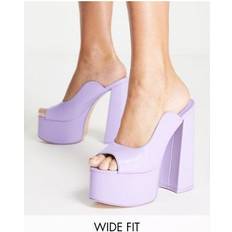 Public Desire Womens Wide Fit Walt platform sandals with cut out detail in violet-Purple Leather Violet