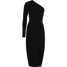 Victoria Beckham VB Body One-shoulder Stretch-knit Midi Dress Black