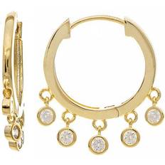 Rivka Friedman Clear Cubic Zirconia Dangle Hoop Earrings Gold with clear cz