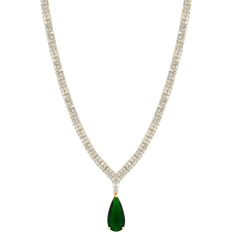 Jon Richard Pear Drop Collar Necklace - Gold/Emerald/Transparent