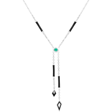 Gemondo Negligee Necklace - White Gold/Emerald/Black