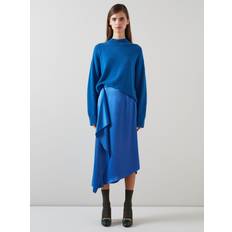 LK Bennett L.K.Bennett Zoe Slip Ruffle Detail Midi Skirt, Blue