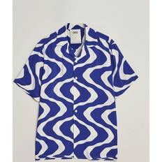 Oas Viscose Resort Short Sleeve Shirt Blue Rippling Blau Kurzarmhemd Grösse: