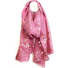 Gold - Women Scarfs Pom Pink With Rose Gold Foil Speckle Print Scarf