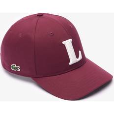 Lacoste Red Headgear Lacoste 3D Embroidered Cotton Twill Baseball Cap Bordeaux