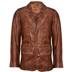 Brown - Men Blazers Infinity Leather Leather Blazer Jacket-Santiago Tan