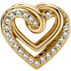 Gold Plated Charms & Pendants Pandora Sparkling Entwined Hearts Charm - Gold/Transparent