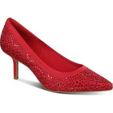 Thalia Sodi Women's Heathere Slip-On Pointed-Toe Mid-Heel Pumps Red Flyknit