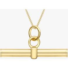 IBB 9ct Gold Round T Bar Pendant Necklace, Gold