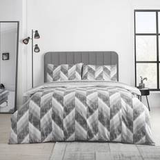 Catherine Lansfield Kamari Stripe Reversible Single Duvet Cover Black, White, Grey (200x135cm)