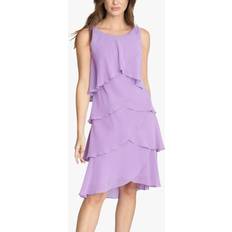 Gina Bacconi Womens Vesta Jewel-Shoulder Tiered Cocktail Dress Purple