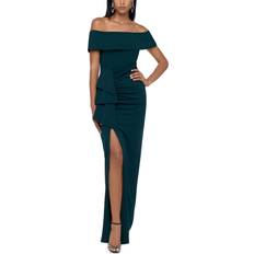 Xscape Off-The-Shoulder Gown Pine Green