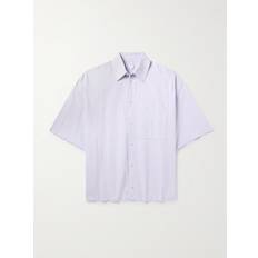 Bottega Veneta Checked Cotton and Linen-Blend Shirt Men Blue IT