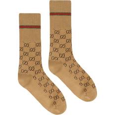 Brown - Men Underwear Gucci GG Web Socks - Camel/Brown