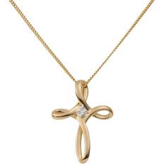 Beaverbrooks Beaverbrooks Women's 9ct Gold Diamond Set Cross Pendant