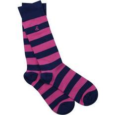 Men - Pink Underwear Swole Panda Mens Striped Bamboo Socks Rich Pink