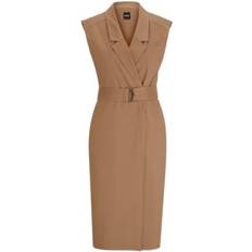 Hugo Boss Beige Dresses Hugo Boss Women's Belted Wrap Dress Beige